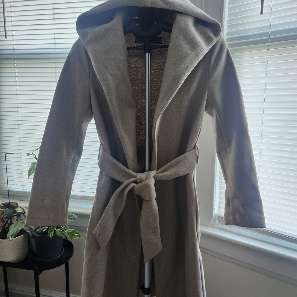 Zara Beige Hooded Coat with Belt